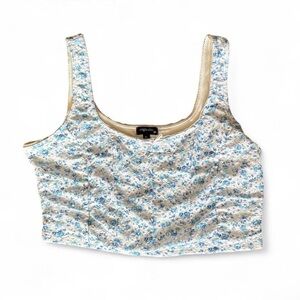 Originality Blue White Floral Cottage Fairy Core Y2K Bustier Crop Top